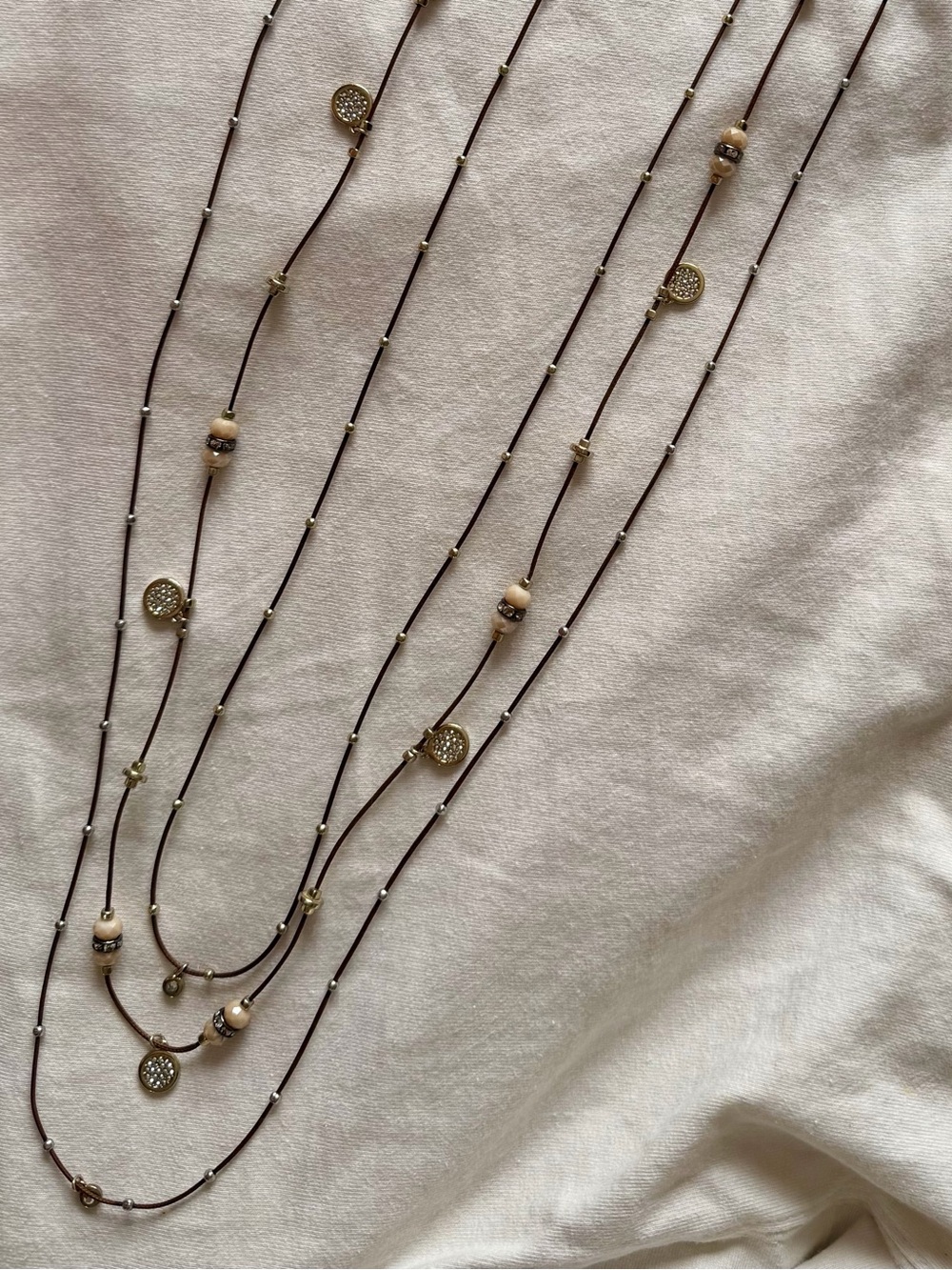 Premier Designs Brown and Gold Multi-Strand Necklace